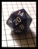 Dice : Dice - 20D - Chessex Blue with Marron and Orange Speckles with White Numerals - Ebay June 2010